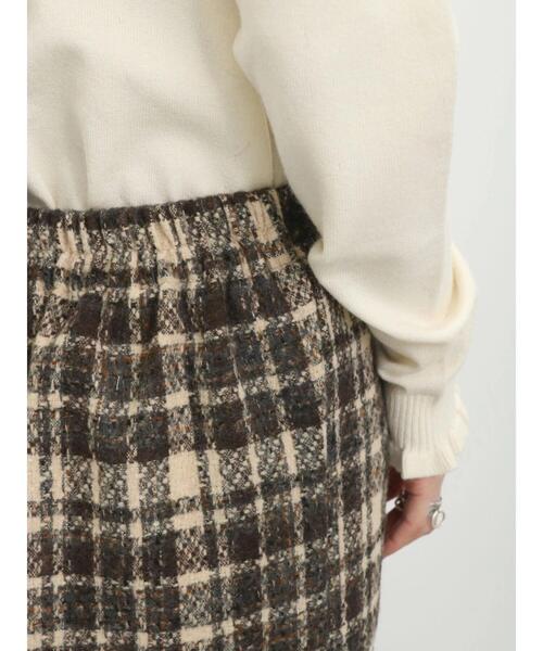 Samansa Mos2 blue（サマンサモスモスブルー）の「ツイードチェックタイトスカート（スカート・レディース・ベージュ/マスタード/グレー・F）」の10枚目の写真