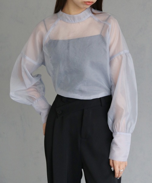 cheriella(シェリエラ)の「【cheriella】WEB限定オーガンジーボリュームスリーブブラウス(シャツ/ブラウス・レディース・グレー/ブラック/アイボリー・M)」の1枚目の写真