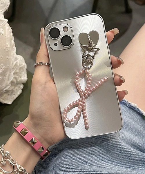 BARELY BLUE（ベアリーブルー）の「【 BARELY BLUE / ベアリーブルー 】リボンストラップ付 iPhone ケース（14/14pro/15/15pro）（スマホケース/カバー・レディース・ブルー/ピンク・B/C/D/A）」の2枚目の写真