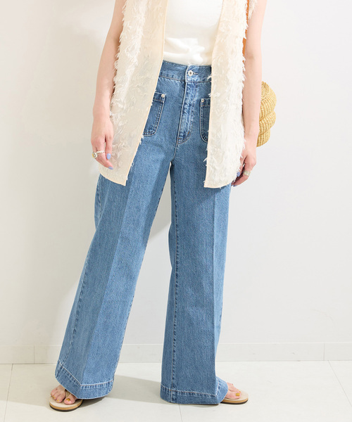 B.C STOCK(ベーセーストック)の「ローライズソフトフレアパチポケJEAN(デニムパンツ・レディース・ブルー/ブルー系その他・SMALL/MEDIUM)」の1枚目の写真