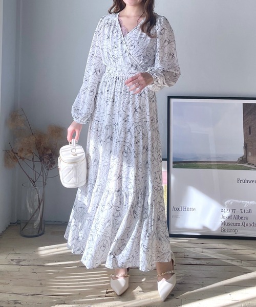 美品】エムズグレーシー♡ カシュクール花柄ワンピース 40