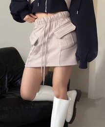 Dalfwin | 韓国ファッション 斜めポケットカーゴデザインミニスカート(スカート)