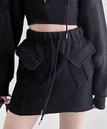 韓国ファッション 斜めポケットカーゴデザインミニスカート