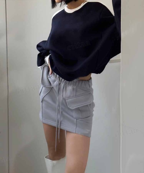 Dalfwin(ダールフィン)の「韓国ファッション 斜めポケットカーゴデザインミニスカート(スカート・レディース・ブラック/グレー/ベージュ・FREE)」の8枚目の写真