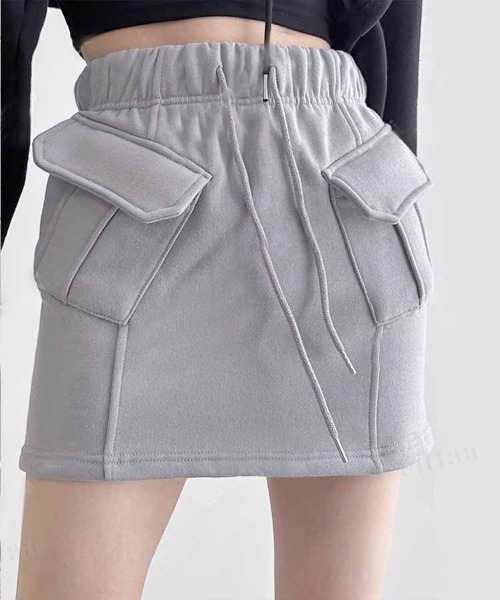 Dalfwin(ダールフィン)の「韓国ファッション 斜めポケットカーゴデザインミニスカート(スカート・レディース・ブラック/グレー/ベージュ・FREE)」の9枚目の写真