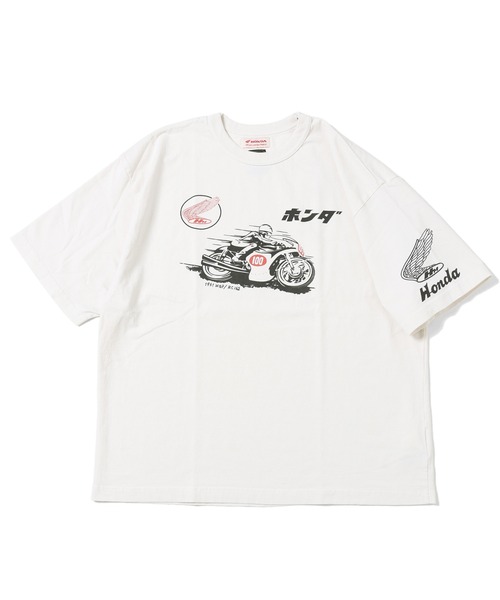 GYPSY&SONS（ジプシーアンドサンズ）の「HONDA×GS BAGGY  TEE (racer)　ホンダコラボジーエスバギーティーレーサー（Tシャツ/カットソー・メンズ・アイボリー/ブラック・LARGE/MEDIUM）」の2枚目の写真