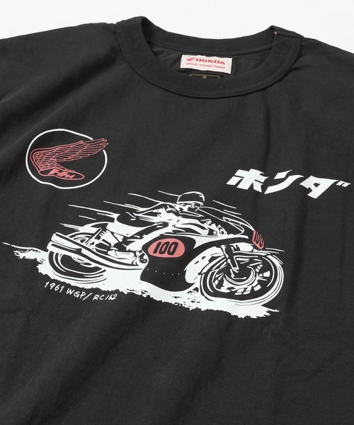 GYPSY&SONS（ジプシーアンドサンズ）の「HONDA×GS BAGGY  TEE (racer)　ホンダコラボジーエスバギーティーレーサー（Tシャツ/カットソー・メンズ・アイボリー/ブラック・LARGE/MEDIUM）」の5枚目の写真
