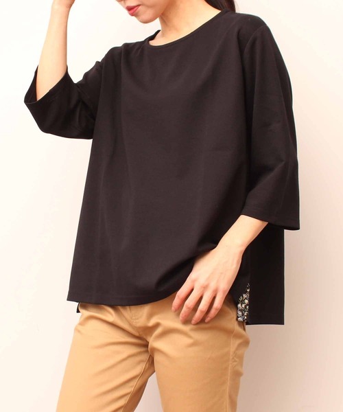 MB mint breeze（エムビーミントブリーズ）の「【L～5L 大きいサイズ】ライトポンチ 7分袖 カットソー（Tシャツ/カットソー・レディース・ブルー/オフホワイト/ブラック・5L/4L/3L/LL）」の3枚目の写真