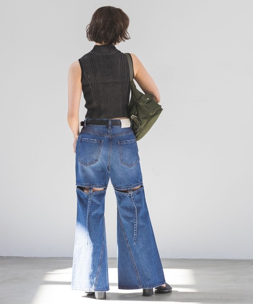 PAGEBOY（ページボーイ）の「ハーフZIPリブハイネックニット（ニット/セーター・レディース・ブラック/オフホワイト/ブルー・FREE）」の10枚目の写真