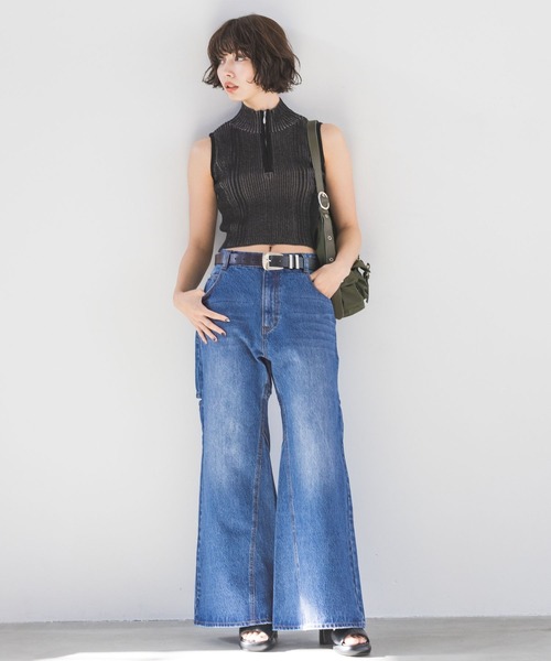 PAGEBOY（ページボーイ）の「ハーフZIPリブハイネックニット（ニット/セーター・レディース・ブラック/オフホワイト/ブルー・FREE）」の12枚目の写真