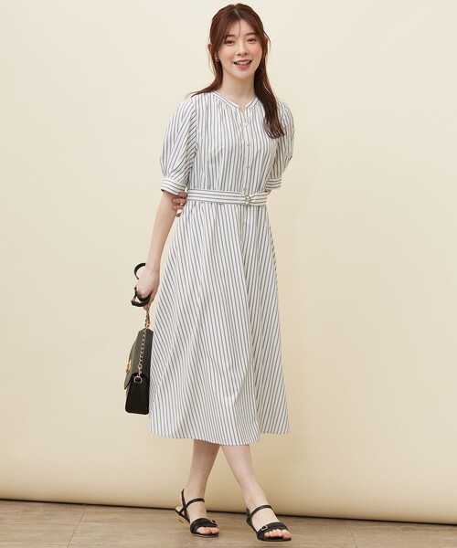 ANY SIS（エニィスィス）の「【洗える】バンドカラー シャツワンピース（シャツワンピース・レディース・ホワイト系1/スカイブルー系1・1/2/3）」の3枚目の写真