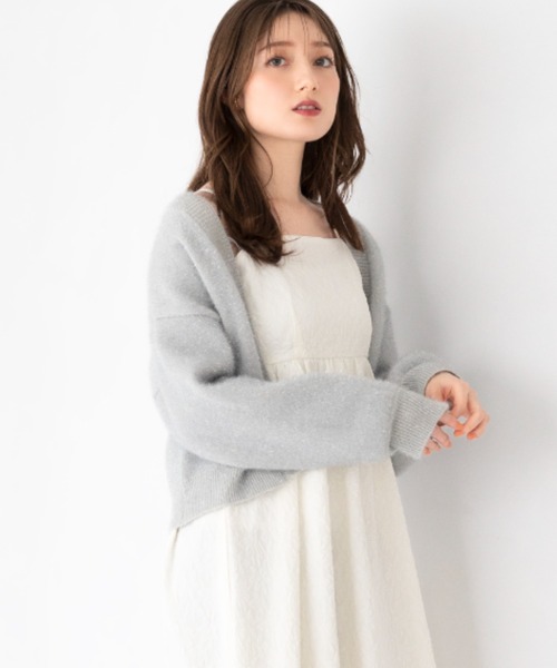 MISCH MASCH(ミッシュマッシュ)の「フィルムヤーンニットカーデ/MM418401(カーディガン/ボレロ・レディース・ホワイト/ピンク/ライトグリーン・フリ-)」の3枚目の写真