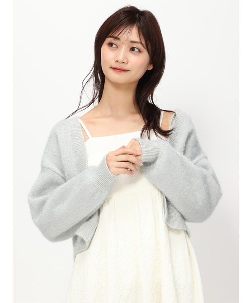 MISCH MASCH(ミッシュマッシュ)の「フィルムヤーンニットカーデ/MM418401(カーディガン/ボレロ・レディース・ホワイト/ピンク/ライトグリーン・フリ-)」の4枚目の写真