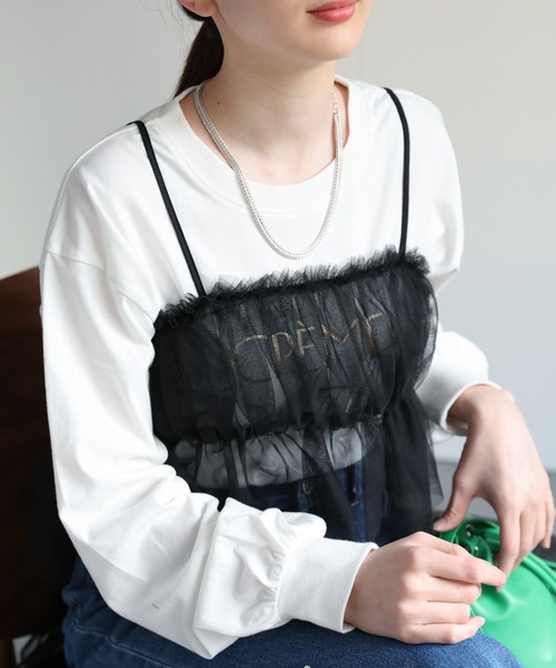 セール】リボンチュールキャミソール/チュールビスチェ（キャミソール