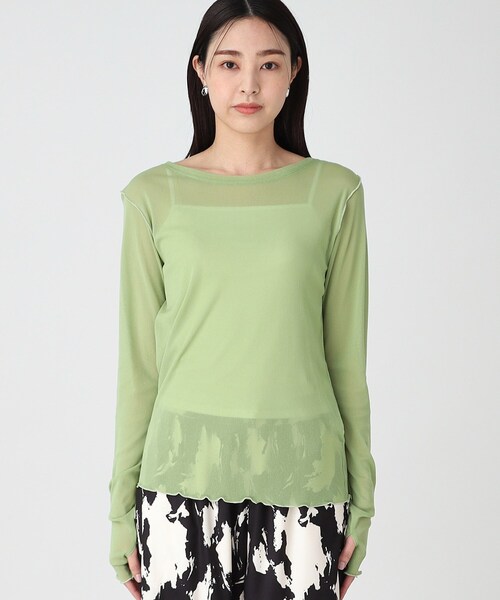 THE SHOP TK （ザ ショップ ティーケー ）の「◆シアー配色プルオーバー【手洗い可】（Tシャツ/カットソー・レディース・ベビーピンク/アイボリー/グリーン/ブラック・12/13）」の10枚目の写真