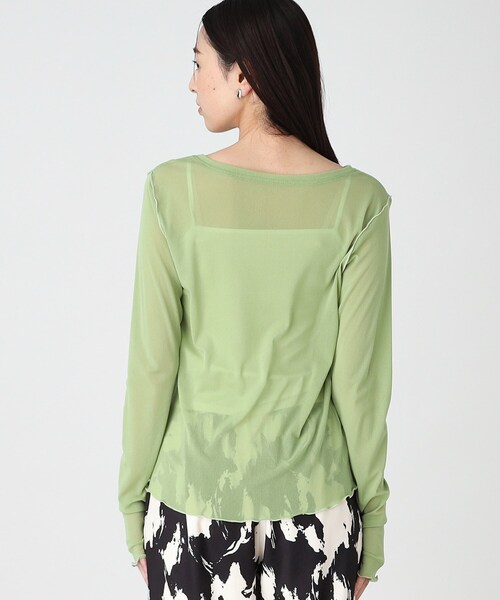 THE SHOP TK （ザ ショップ ティーケー ）の「◆シアー配色プルオーバー【手洗い可】（Tシャツ/カットソー・レディース・ベビーピンク/アイボリー/グリーン/ブラック・12/13）」の12枚目の写真