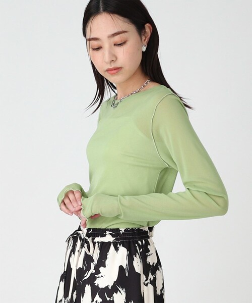 セール】シアー配色プルオーバー【手洗い可】（Tシャツ