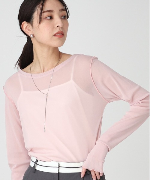 セール】シアー配色プルオーバー【手洗い可】（Tシャツ