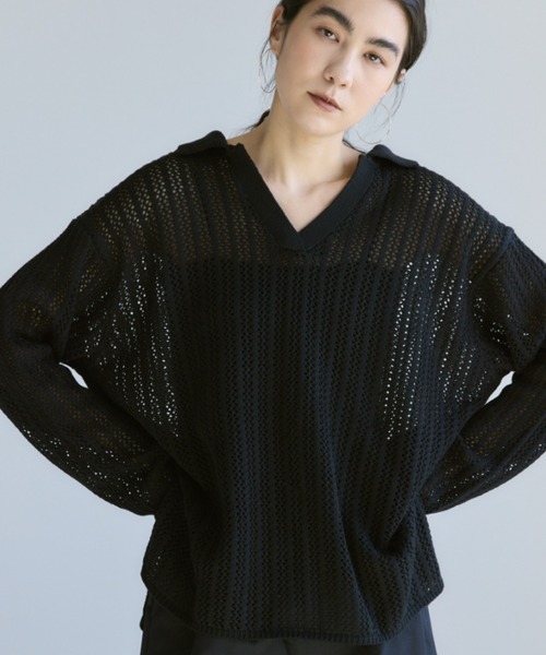 SATUR セター メッシュニット ブラック SATUR セター メッシュニット ブラック
