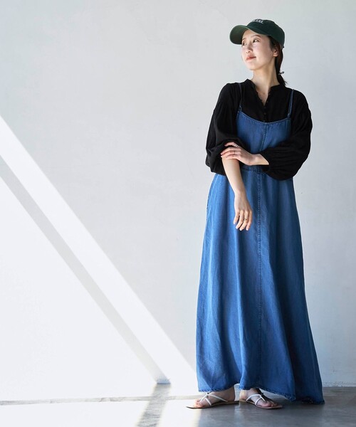 セール】【WEB限定】ライトデニムキャミフレアワンピース（ワンピース
