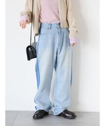 ehka sopo | 配色ストレートデニムパンツ(デニムパンツ)