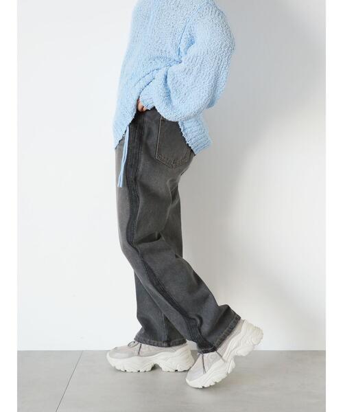 ehka sopo（エヘカソポ）の「配色ストレートデニムパンツ（デニムパンツ・レディース・サックスブルー/ブルー/グレー・F）」の8枚目の写真