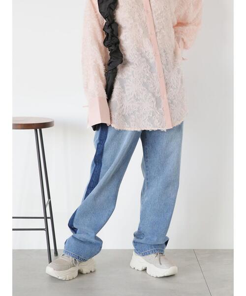 ehka sopo（エヘカソポ）の「配色ストレートデニムパンツ（デニムパンツ・レディース・サックスブルー/ブルー/グレー・F）」の22枚目の写真