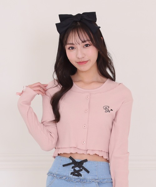 PINKHUNT ピンクハント タンク付きショート丈リブ カーディガン