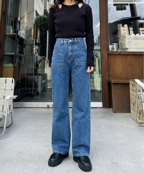 LE MORE(リモア)の「ポケットデニムパンツ(デニムパンツ・レディース・ブルー・FREE)」の5枚目の写真