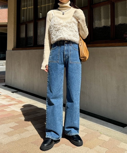 LE MORE(リモア)の「ポケットデニムパンツ(デニムパンツ・レディース・ブルー・FREE)」の4枚目の写真