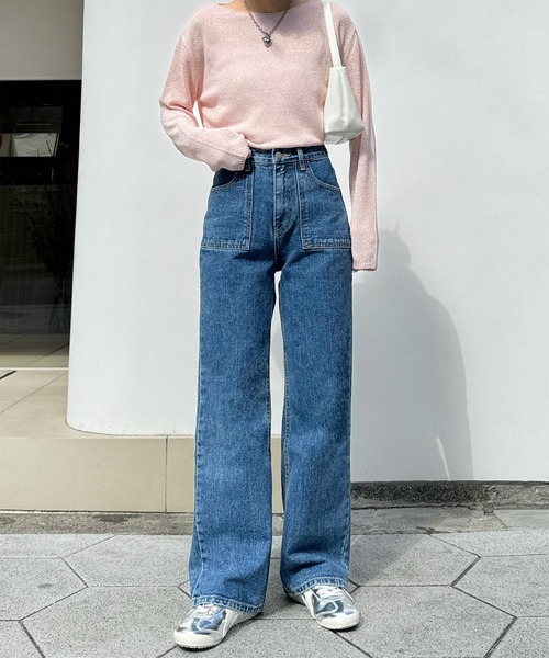 LE MORE(リモア)の「ポケットデニムパンツ(デニムパンツ・レディース・ブルー・FREE)」の2枚目の写真