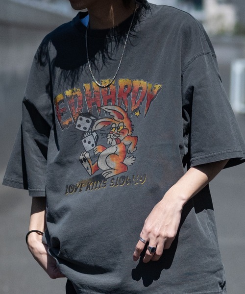 JOHN'S CLOSET（ジョンズクローゼット）の「【s】〔Ed Hardy〕ピグメント加工 ヴィンテージイラストTEE（Tシャツ/カットソー・メンズ・ブラック系2/グレー系4/グレー系1/ブラック系1/グレー系3/グレー系2/ブラック系3/ブラック系4・MEDIUM/LARGE）」の7枚目の写真