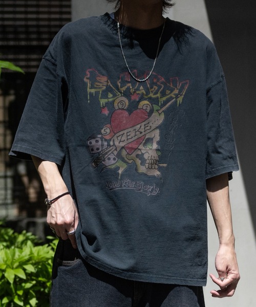 JOHN'S CLOSET（ジョンズクローゼット）の「【s】〔Ed Hardy〕ピグメント加工 ヴィンテージイラストTEE（Tシャツ/カットソー・メンズ・ブラック系2/グレー系4/グレー系1/ブラック系1/グレー系3/グレー系2/ブラック系3/ブラック系4・MEDIUM/LARGE）」の9枚目の写真