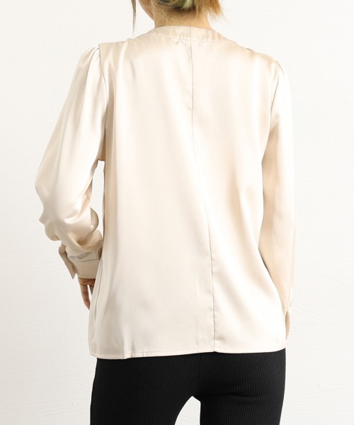 Miniministore(ミニミニストア)の「フロントタックブラウス レディース 長袖(シャツ/ブラウス・レディース・ホワイト/ベージュ・L/M)」の13枚目の写真