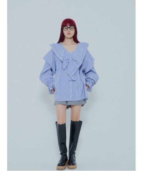 AMAIL - AMAIL アマイル　ショート丈 シャツ　ホワイト　白　レディース Furi thuni shirt（シャツ/ブラウス）｜AMAIL（アマイル）の