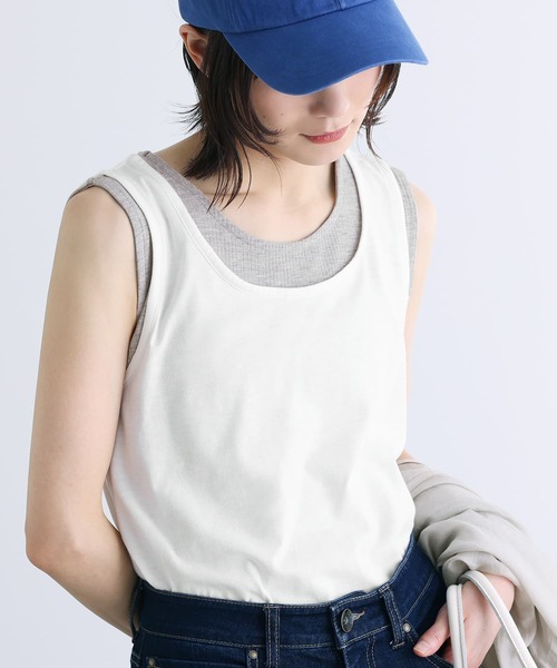 n'OrLABEL（ノアールレーベル）の「レイヤードデザインタンクトップ（タンクトップ・レディース・ブラック/ライトカーキ/オフホワイト・1/2）」の2枚目の写真