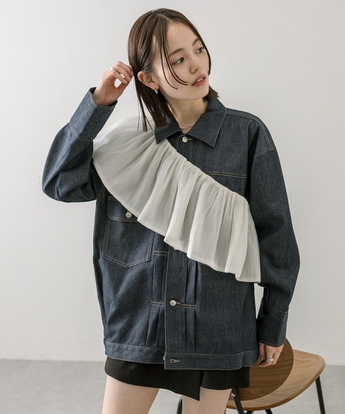 mystic（ミスティック）の「【2色展開】BIGデニムジャケット（デニムジャケット・レディース・ネイビー/ブルー・FREE）」の4枚目の写真