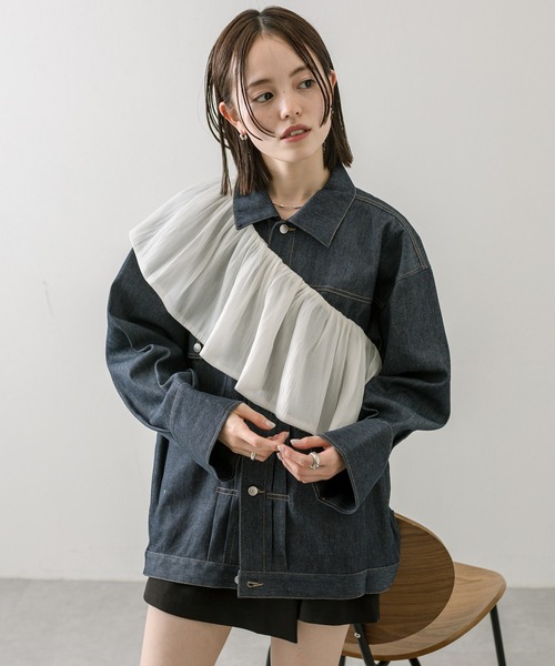 mystic（ミスティック）の「【2色展開】BIGデニムジャケット（デニムジャケット・レディース・ネイビー/ブルー・FREE）」の5枚目の写真