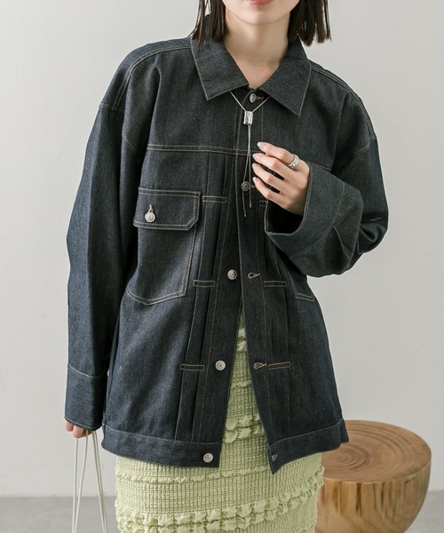mystic（ミスティック）の「【2色展開】BIGデニムジャケット（デニムジャケット・レディース・ネイビー/ブルー・FREE）」の7枚目の写真