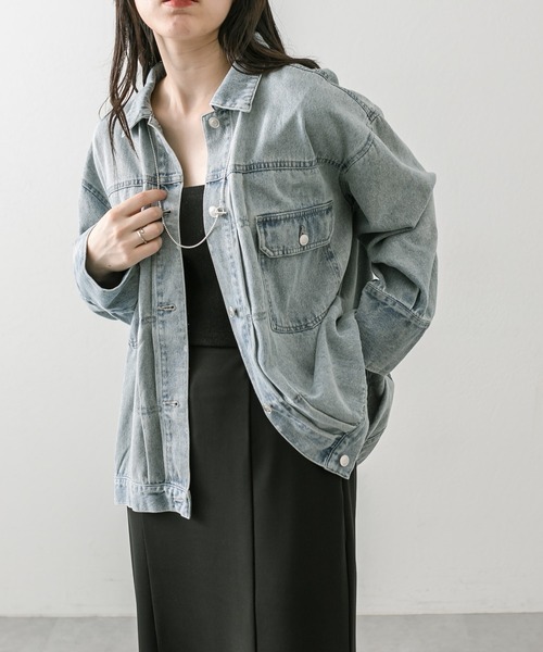 mystic（ミスティック）の「【2色展開】BIGデニムジャケット（デニムジャケット・レディース・ネイビー/ブルー・FREE）」の13枚目の写真