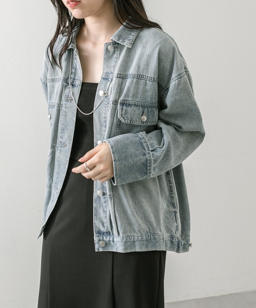 mystic（ミスティック）の「【2色展開】BIGデニムジャケット（デニムジャケット・レディース・ネイビー/ブルー・FREE）」の14枚目の写真