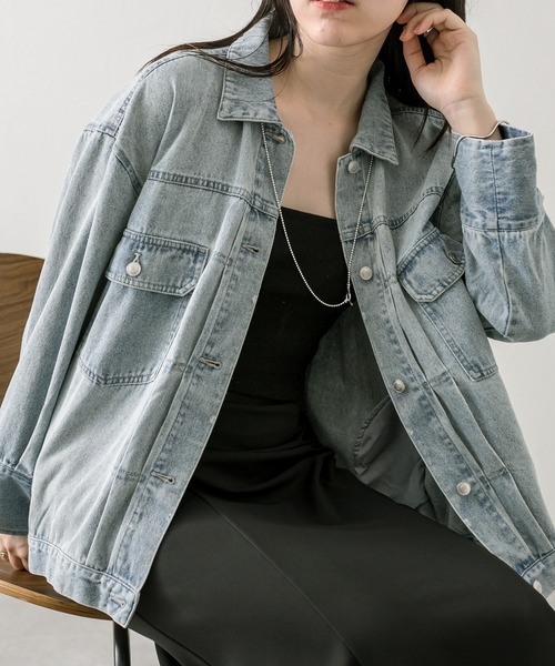 mystic（ミスティック）の「【2色展開】BIGデニムジャケット（デニムジャケット・レディース・ネイビー/ブルー・FREE）」の11枚目の写真