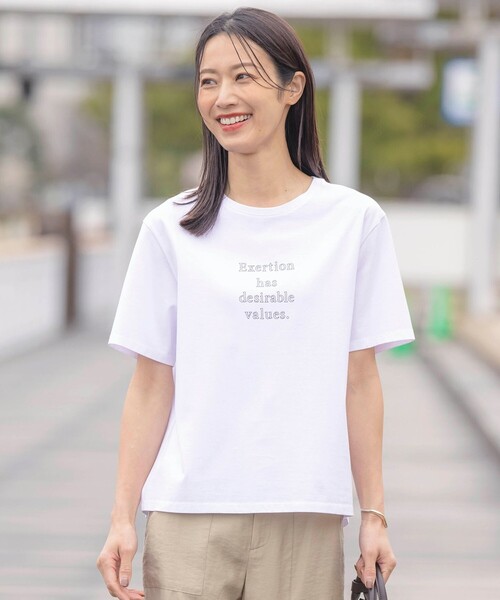 J.PRESS(ジェイプレス)の「ロゴTシャツ(Tシャツ/カットソー・レディース・ダルブルー系/オレンジ系/ブラック系1/ホワイト系・T13/T15)」の2枚目の写真