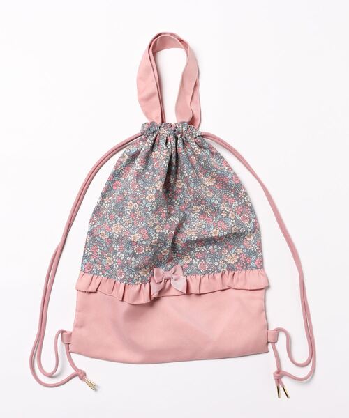 Catherine Cottage（キャサリンコテージ）の「フラワープリントナップサック（バックパック/リュック・キッズ・サックスブルー系2/ブルー系1/ピンク系1/ブルー系2/ベージュ系1/グレー系2・FREE）」の3枚目の写真