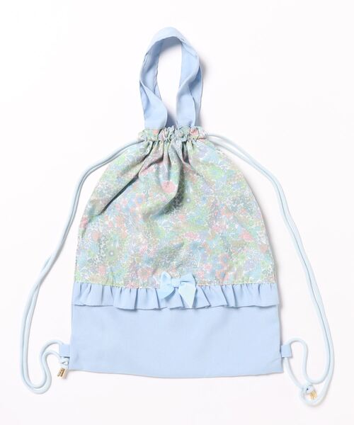 Catherine Cottage（キャサリンコテージ）の「フラワープリントナップサック（バックパック/リュック・キッズ・サックスブルー系2/ブルー系1/ピンク系1/ブルー系2/ベージュ系1/グレー系2・FREE）」の2枚目の写真