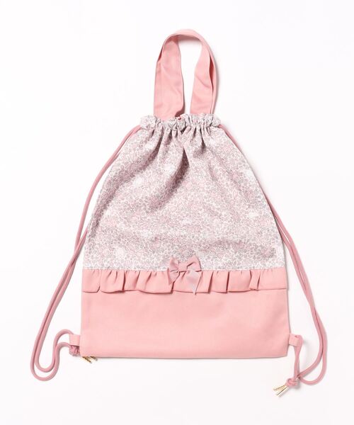 Catherine Cottage（キャサリンコテージ）の「フラワープリントナップサック（バックパック/リュック・キッズ・サックスブルー系2/ブルー系1/ピンク系1/ブルー系2/ベージュ系1/グレー系2・FREE）」の6枚目の写真