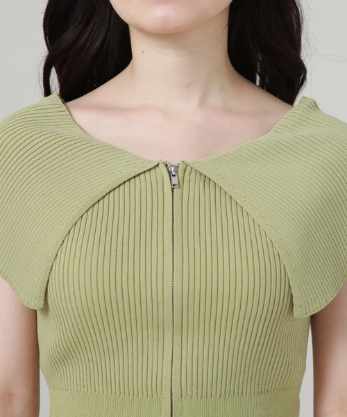 archives（アルシーヴ）の「Ｗｚｉｐオーバーカラーオフショルニット（ニット/セーター・レディース・グリーン/ブルー/ブラック/アイボリー・MEDIUM）」の6枚目の写真