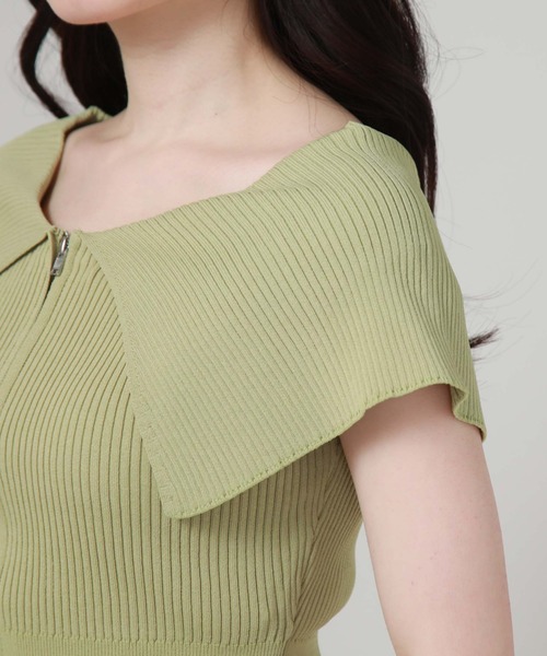 archives（アルシーヴ）の「Ｗｚｉｐオーバーカラーオフショルニット（ニット/セーター・レディース・グリーン/ブルー/ブラック/アイボリー・MEDIUM）」の8枚目の写真