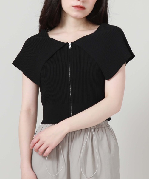 archives（アルシーヴ）の「Ｗｚｉｐオーバーカラーオフショルニット（ニット/セーター・レディース・グリーン/ブルー/ブラック/アイボリー・MEDIUM）」の18枚目の写真