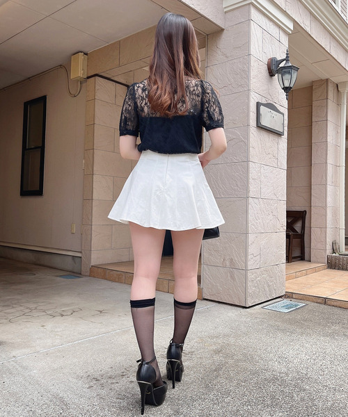 MIIA（ミーア）の「フロントポケットミニスカート（スカート・レディース・ブラック/オフホワイト・FREE）」の5枚目の写真